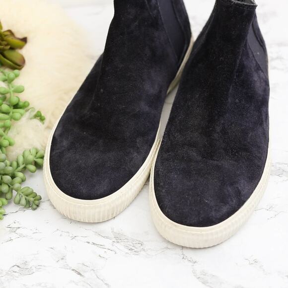 Vince Kewolna Mid-Top Navy Blue Suede Leather Pull On Sneakers Size 9 Men's - Picture 2 of 6